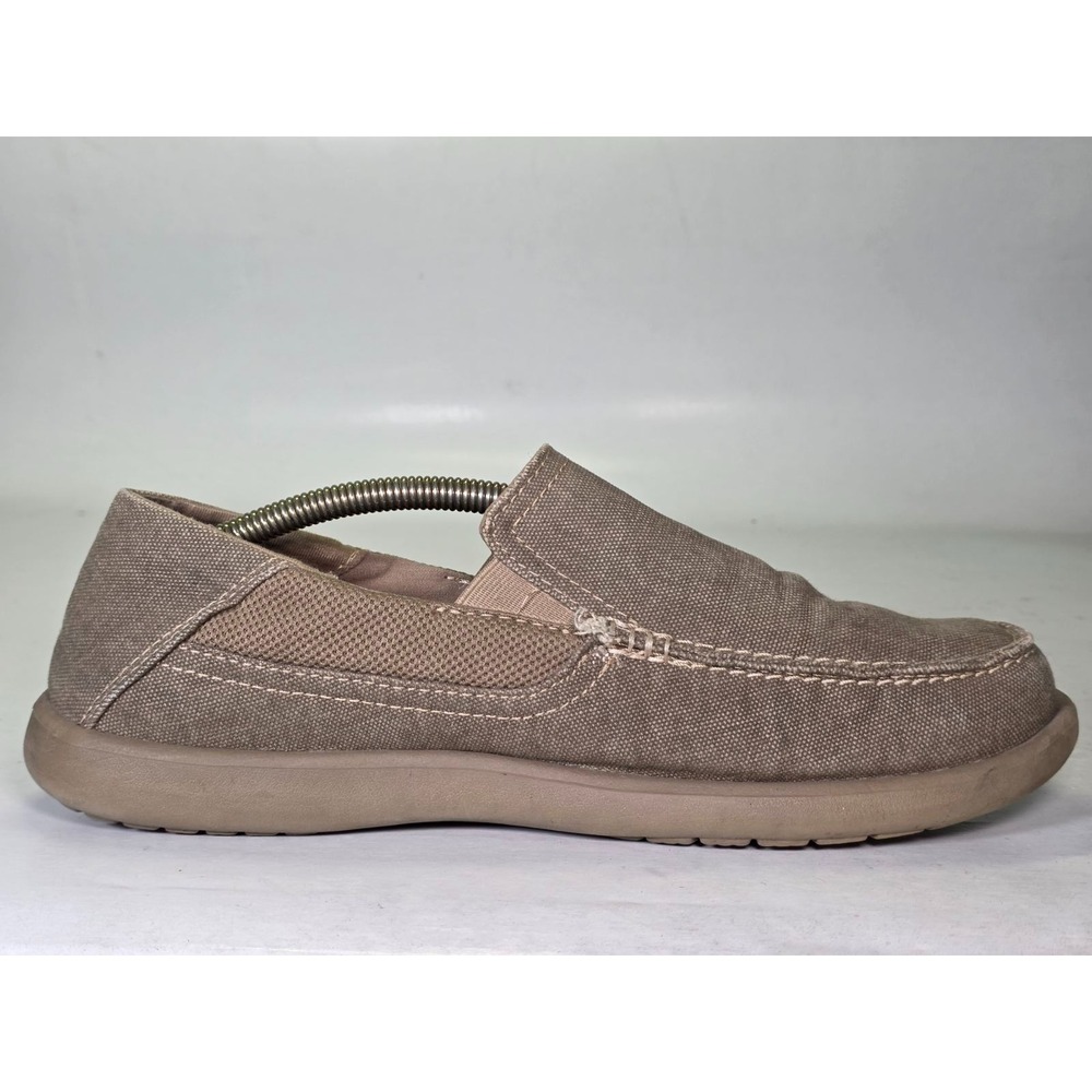 Crocs Santa Cruz 2 Luxe Men's Shoes Size 9 Beige Tan Canvas Slip On Loafers - Picture 5 of 11